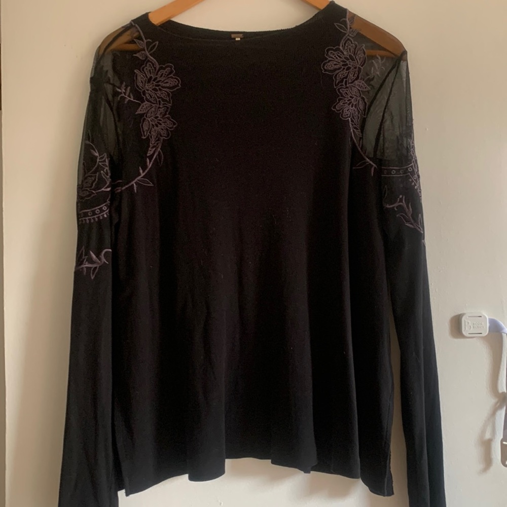 Free People long sleeve with mesh shoulder detail